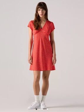 Levi’s Red Polka Dot V-Neck Mini Dress